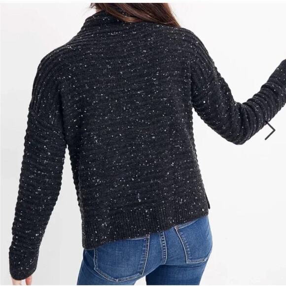 Madewell Donegal Belmont Mockneck Sweater Black Coziest Yarn K5425 Size XS - Picture 2 of 7